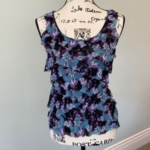 Express Multi-Color Like New w/o Tags Ruffle Sheer Dress Tank